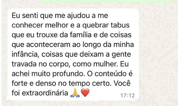 Captura de ecrã de WhatsApp: testemunho de uma mulher que encontrou a raiz do bloqueio
